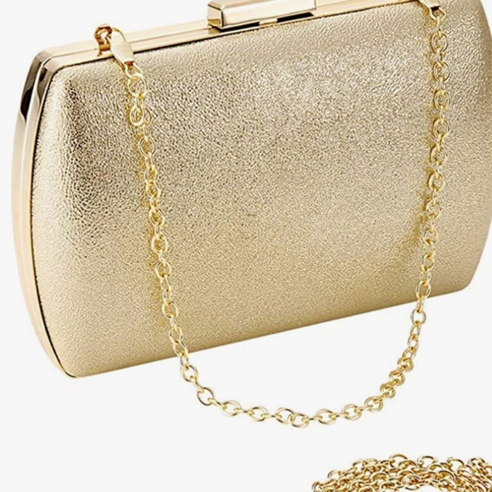 Gold clutch with chain strap